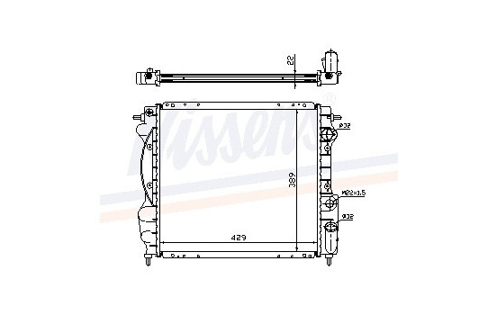Radiator, engine cooling 63967A Nissens