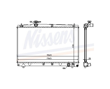 Radiator, engine cooling 64670A Nissens