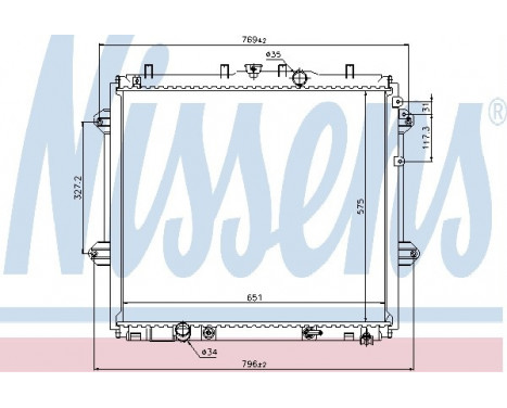 Radiator, engine cooling 646825 Nissens