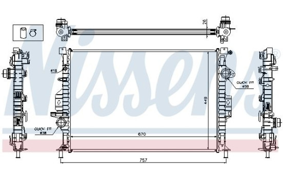 Radiator, engine cooling 65615A Nissens, Image 2