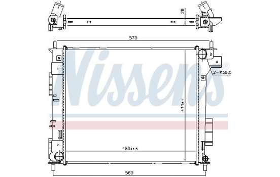 Radiator, engine cooling 666204 Nissens