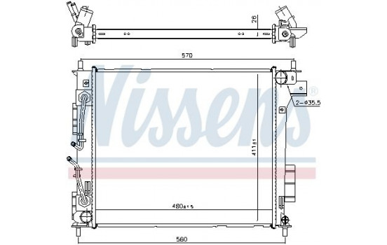 Radiator, engine cooling 666205 Nissens
