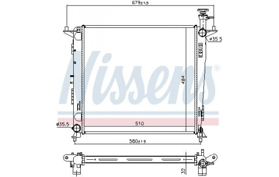 Radiator, engine cooling 666222 Nissens