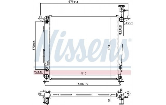 Radiator, engine cooling 666223 Nissens