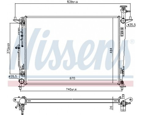 Radiator, engine cooling 666224 Nissens