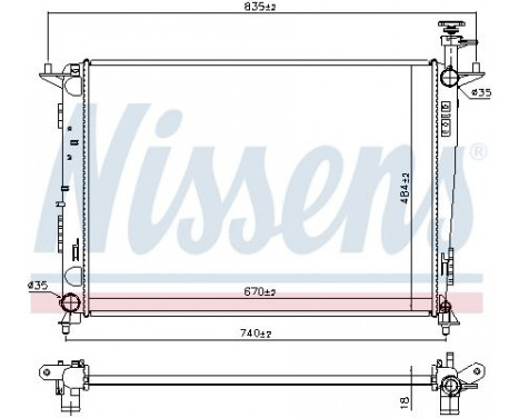 Radiator, engine cooling 666225 Nissens