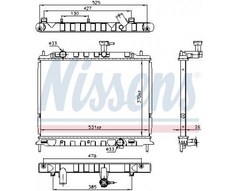 Radiator, engine cooling 66666 Nissens, Image 2