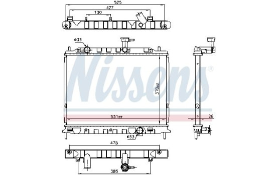 Radiator, engine cooling 66666 Nissens, Image 2