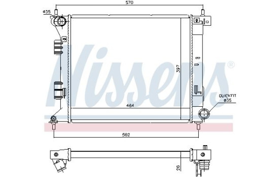 Radiator, engine cooling 66775 Nissens