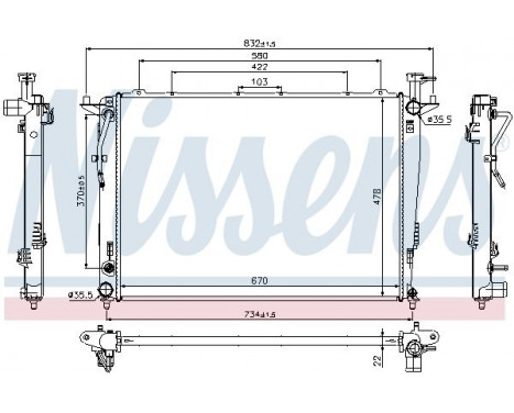 Radiator, engine cooling 66781 Nissens