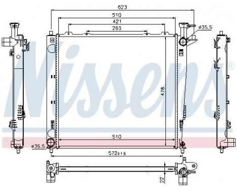 Radiator, engine cooling 66782 Nissens