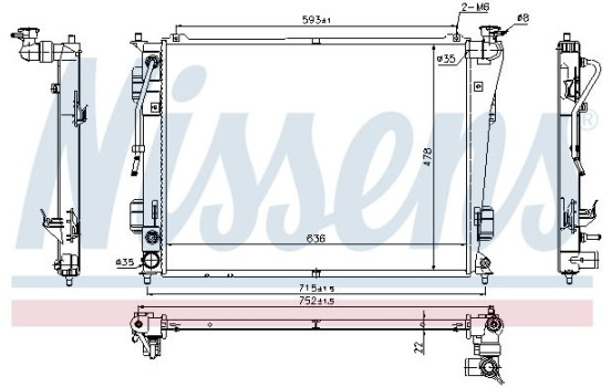 Radiator, engine cooling 675012 Nissens