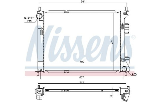 Radiator, engine cooling 67605 Nissens