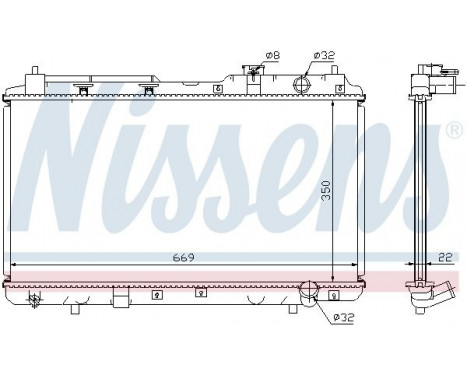 Radiator, engine cooling 68101A Nissens, Image 2
