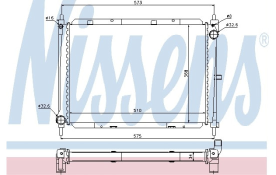 Radiator, engine cooling 68729 Nissens