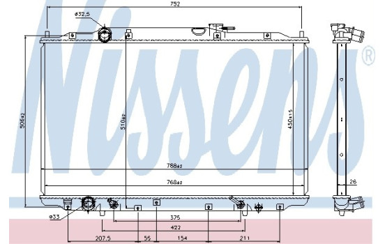 Radiator, engine cooling 69477 Nissens
