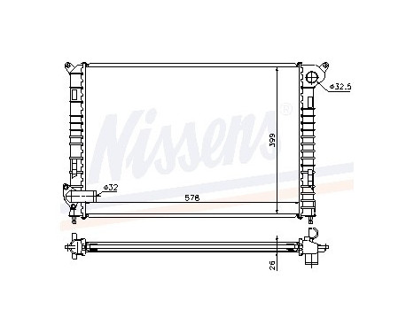 Radiator, engine cooling 69700A Nissens