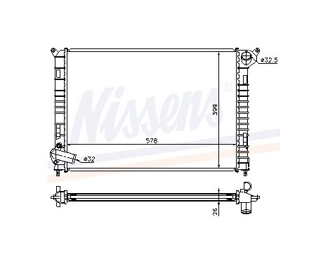 Radiator, engine cooling 69703A Nissens