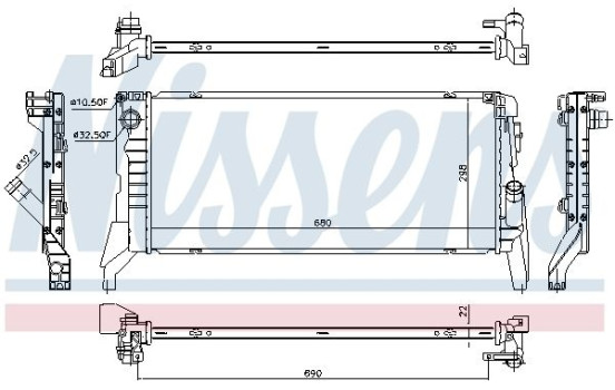 Radiator, engine cooling 69711 Nissens