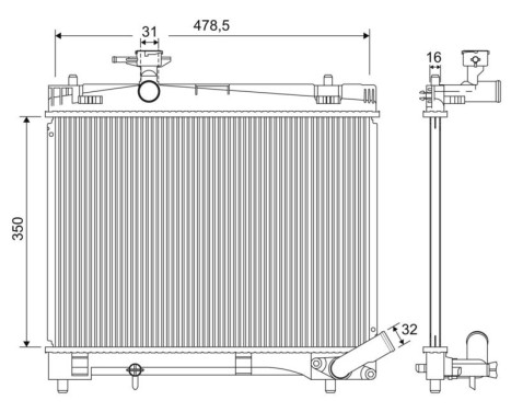 Radiator, engine cooling 701216 Valeo
