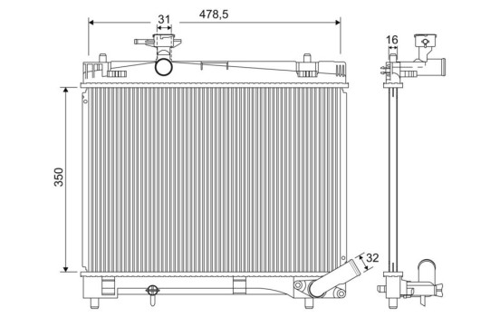 Radiator, engine cooling 701216 Valeo
