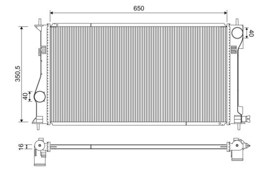 Radiator, engine cooling 701217 Valeo