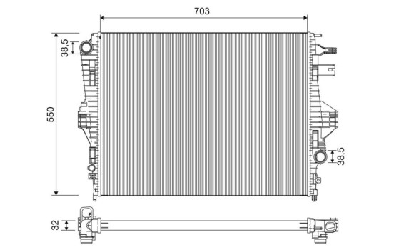 Radiator, engine cooling 701225 Valeo
