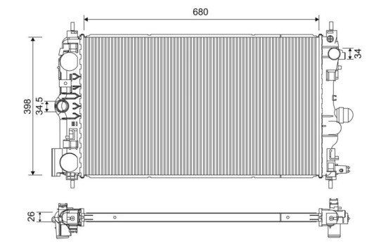 Radiator, engine cooling 701229 Valeo