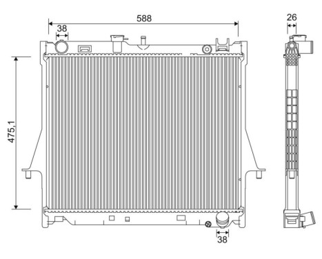 Radiator, engine cooling 701231 Valeo