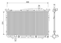 Radiator, engine cooling 701241 Valeo