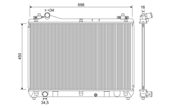 Radiator, engine cooling 701243 Valeo