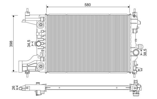 Radiator, engine cooling 701245 Valeo