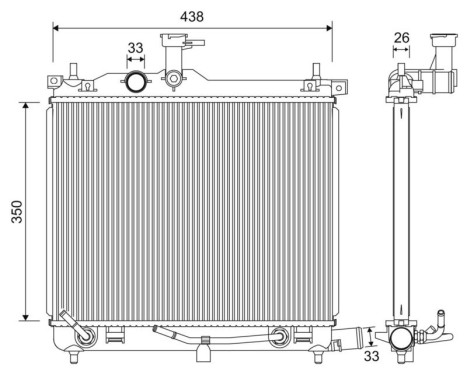 Radiator, engine cooling 701253 Valeo