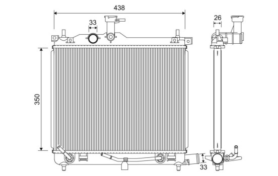 Radiator, engine cooling 701253 Valeo