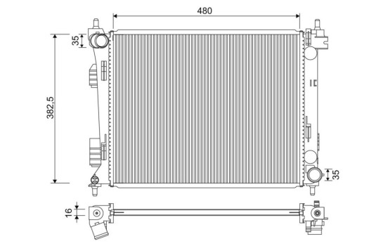 Radiator, engine cooling 701347 Valeo