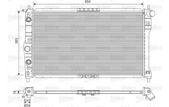 Radiator, engine cooling 701558 Valeo