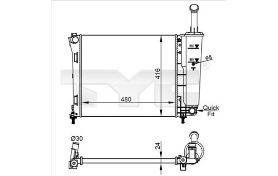 Radiator, engine cooling 709-0022-R TYC