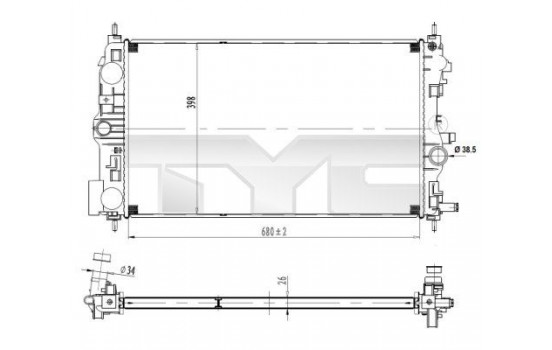 Radiator, engine cooling 725-0037 TYC