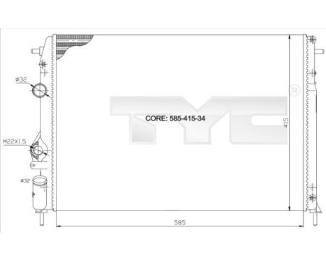 Radiator, engine cooling 728-0011 TYC