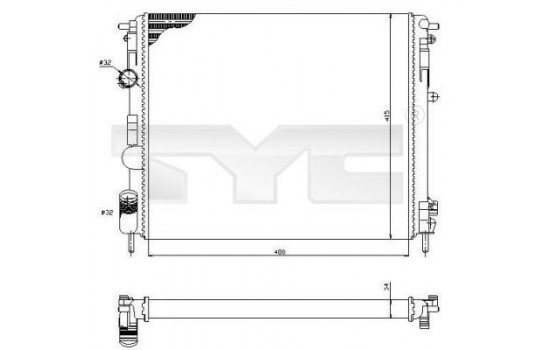 Radiator, engine cooling 728-0053 TYC