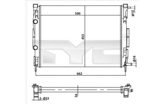 Radiator, engine cooling 728-0054 TYC