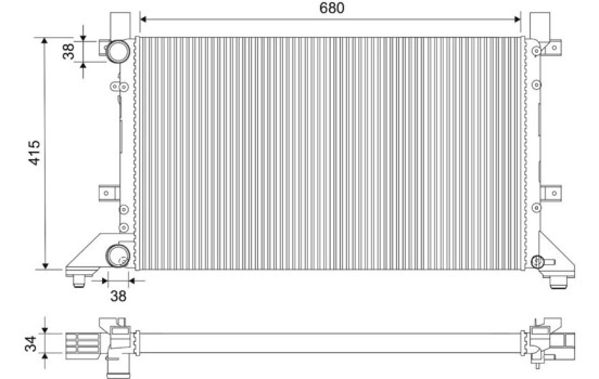 Radiator, engine cooling 731605 Valeo