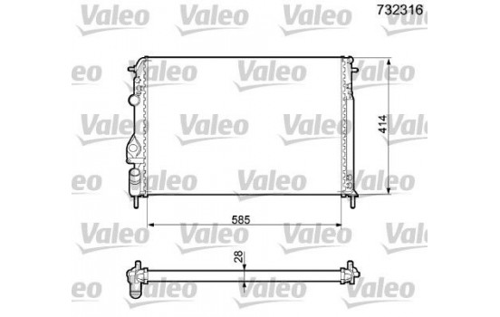 Radiator, engine cooling 732316 Valeo