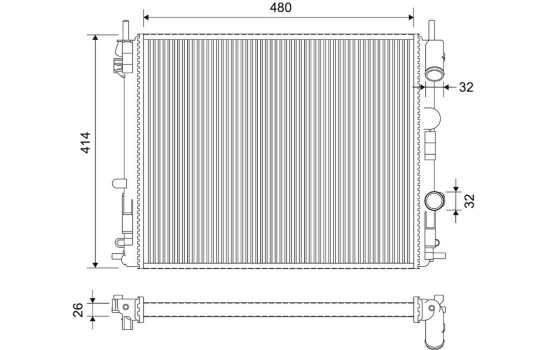 Radiator, engine cooling 732721 Valeo