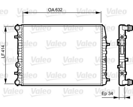 Radiator, engine cooling 732864 Valeo