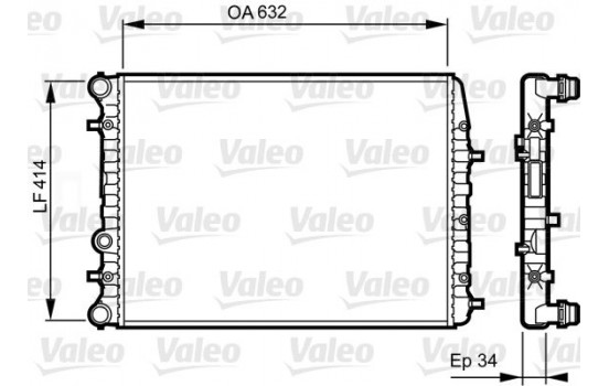 Radiator, engine cooling 732864 Valeo