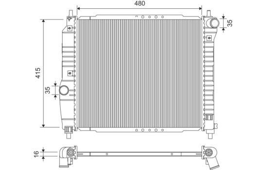 Radiator, engine cooling 735157 Valeo