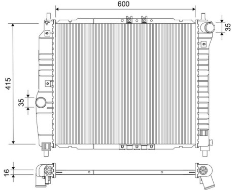 Radiator, engine cooling 735158 Valeo