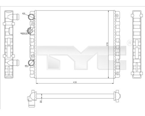 Radiator, engine cooling 737-0040 TYC
