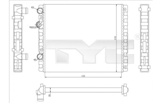 Radiator, engine cooling 737-0040 TYC